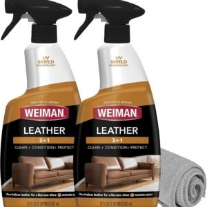 Leather Cleaner Conditioner & Protector for Couches, Boots, Chairs, Bags, Purses & Auto Interior with Microfiber Towel Included (2 Pack)