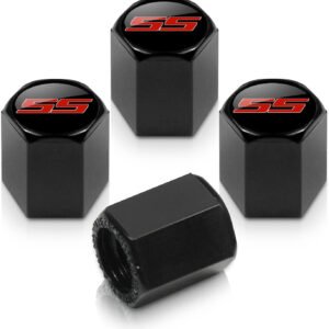 Camaro SS Logo Black Tire Stem Valve Caps