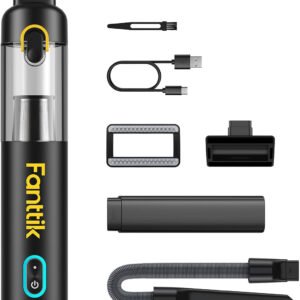 Slim V8 Mate Cordless Car Vacuum Suction Power 12000Pa, Portable Mini Vacuum with Flexible Hose and Pet Brush, Type-C Charge, Portable for Car, Office Desk, Keyboards, Black